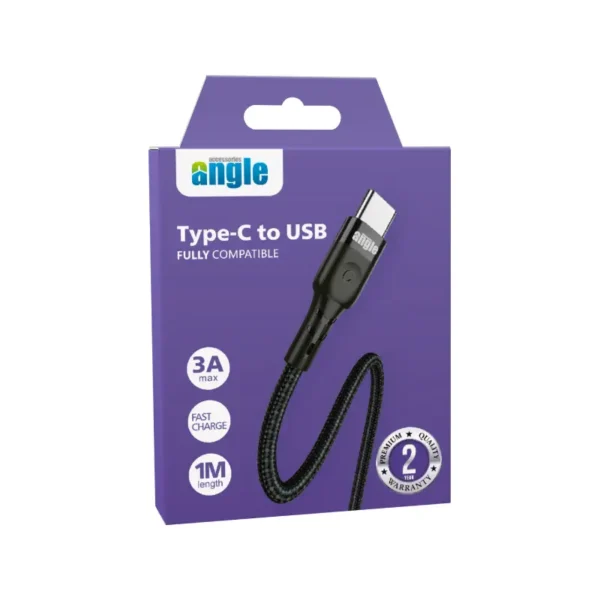 ANGLE TYPE C TO USB BRAIDED 3A